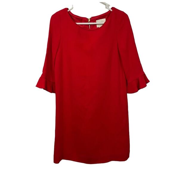 Kate Spade Wool Red Ruffle Midi Dress